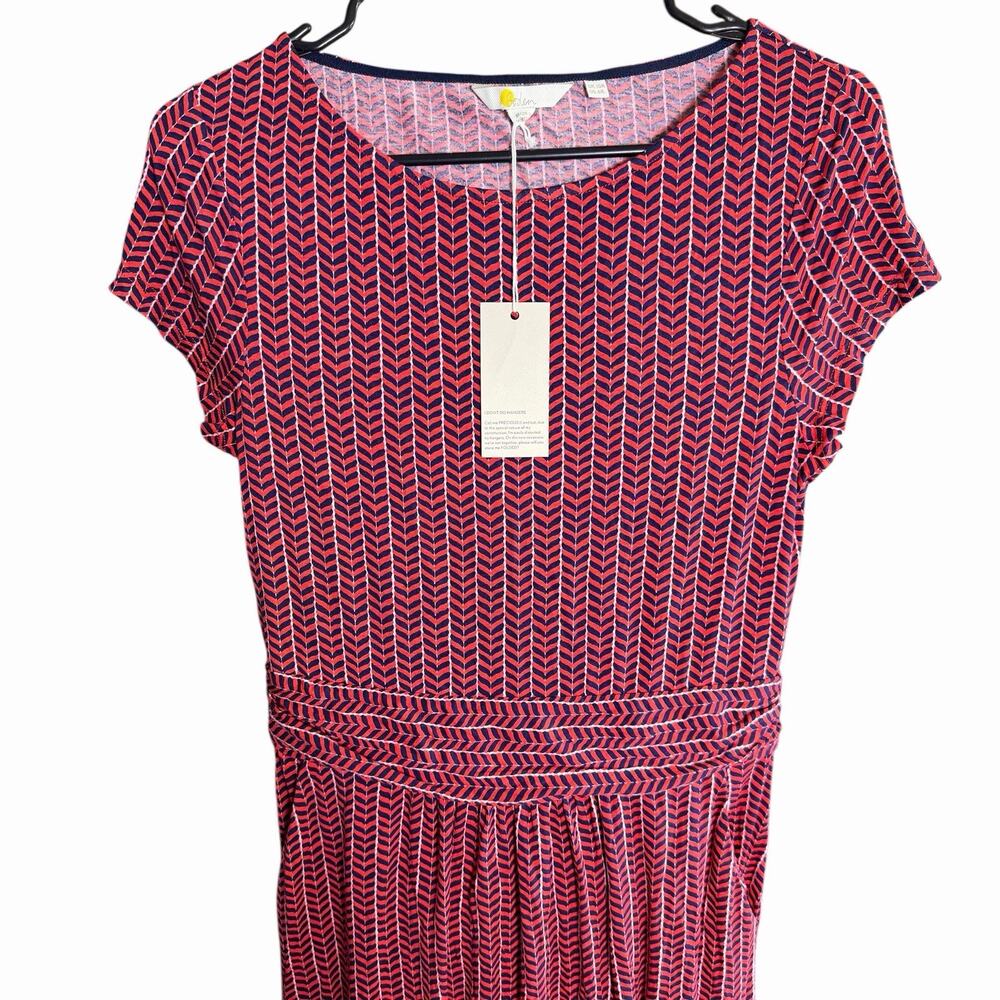 BODEN Amelia Jersey Knit Dress Pink Blue White Geo Amelie J0326 Sz 6R US NWT - Picture 2 of 9